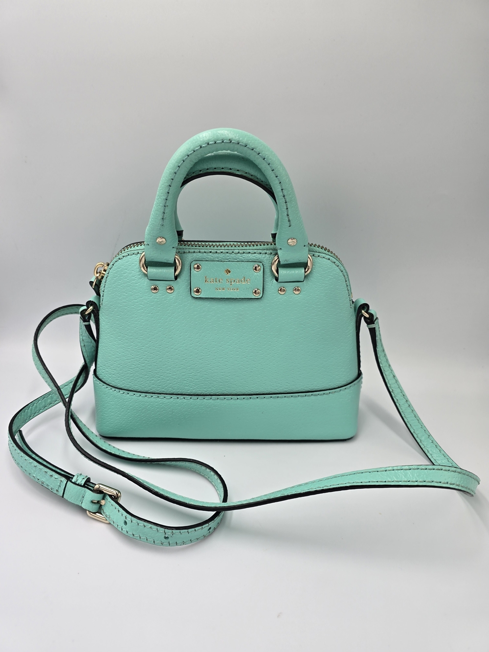 KATE SPADE Mint Green Leather Mini Dome Satchel Crossbody Bag Purse **READ**
